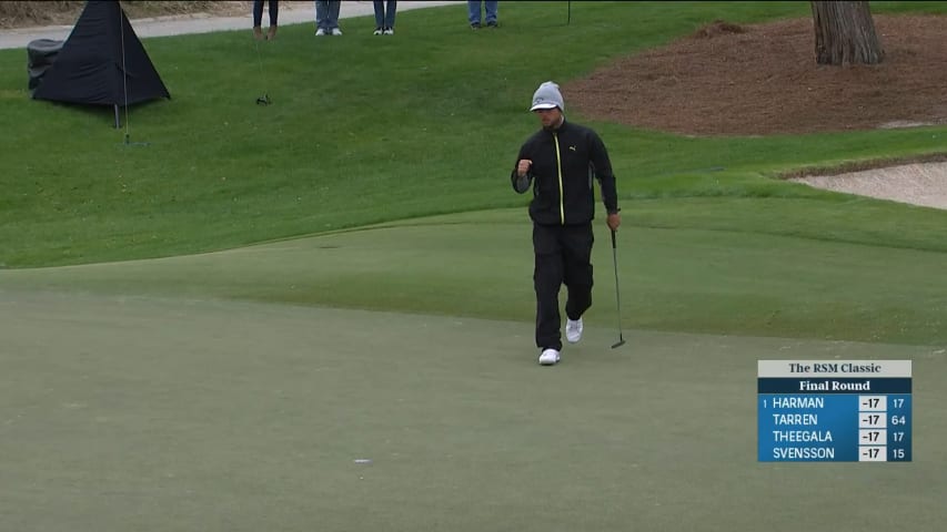 Adam Svensson buries 18-foot birdie putt at The RSM Classic