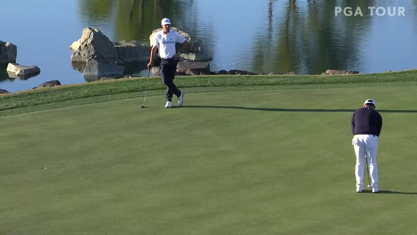 Si Woo Kim sinks clutch birdie putt to take lead at The American Express