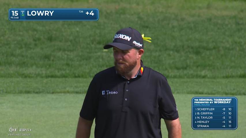 Shane Lowry drains a 29-foot birdie putt at the Memorial