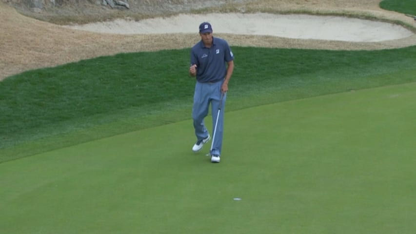 Matt Kuchar makes moves with an excellent tee shot on No. 17 at Humana