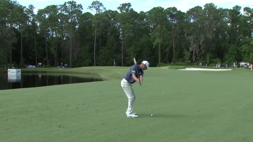 Steven Alker throws a dart to yield birdie at FURYK & FRIENDS