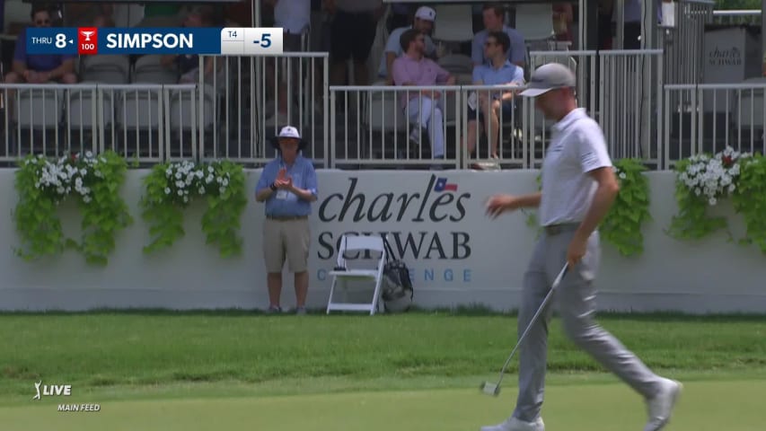 Webb Simpson jars 27-footer for birdie at Charles Schwab