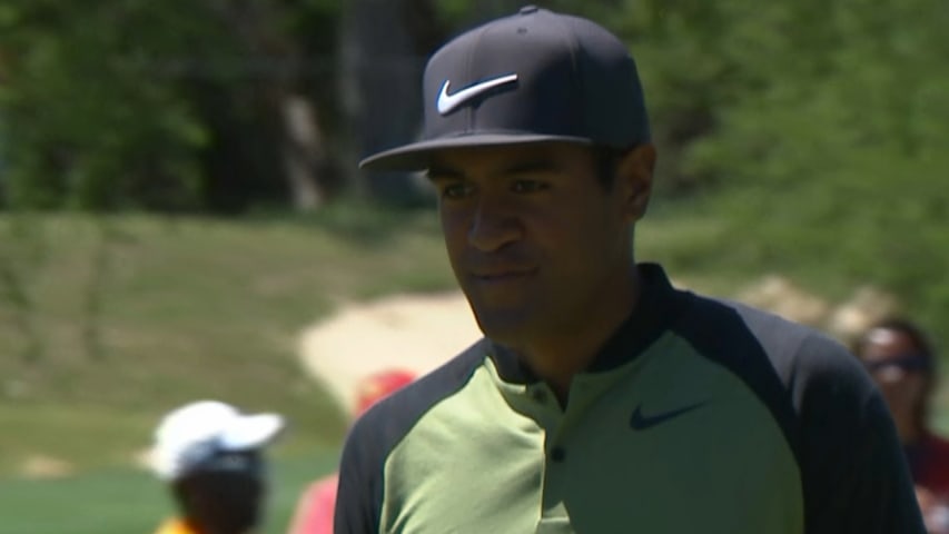 Tony Finau gets dialed in on No. 13 at Valero