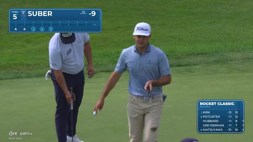 Jackson Suber sinks a 23-foot birdie putt on No. 5 at Rocket Classic