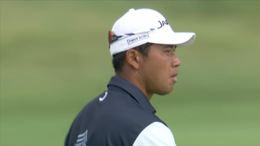 Hideki Matsuyama drains a 30-footer for birdie at Olympic Men's Golf