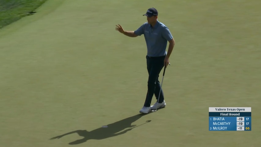 Russell Henley finishes with birdie on No. 18 at Valero