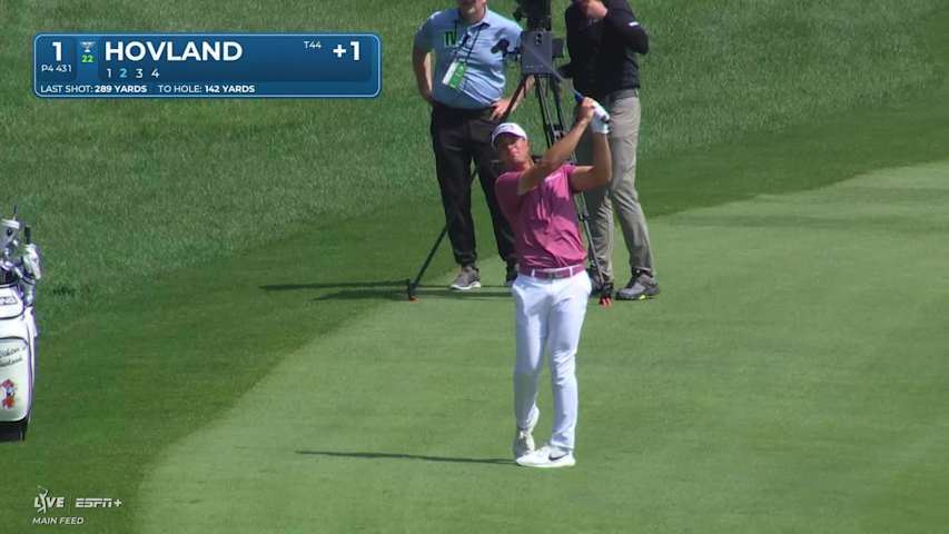 Viktor Hovland makes birdie on No. 1 at Travelers