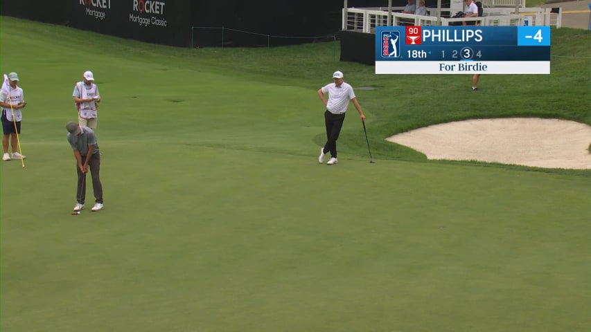 Chandler Phillips sinks a 20-foot birdie putt at Rocket Mortgage