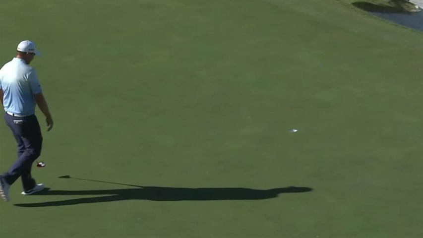 Brian Stuard sinks a 29-foot birdie putt at Shriners