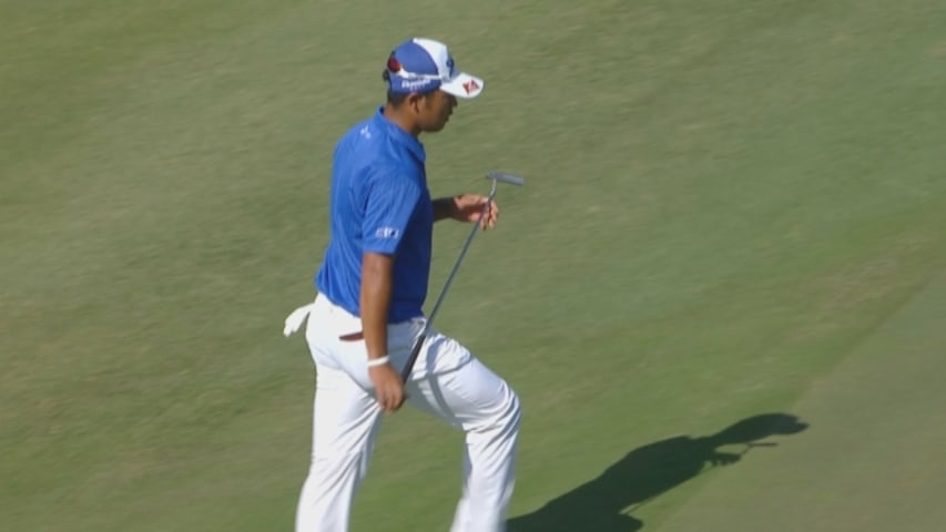 Hideki Matsuyama’s chip rolls within inches at Hyundai