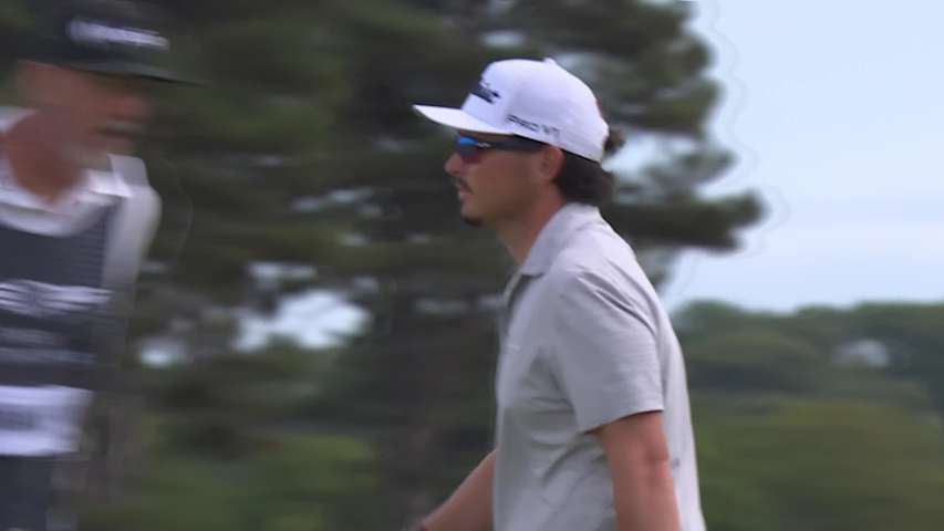 Ewen Ferguson sinks a 42-foot birdie putt on No. 5 at Genesis Scottish Open