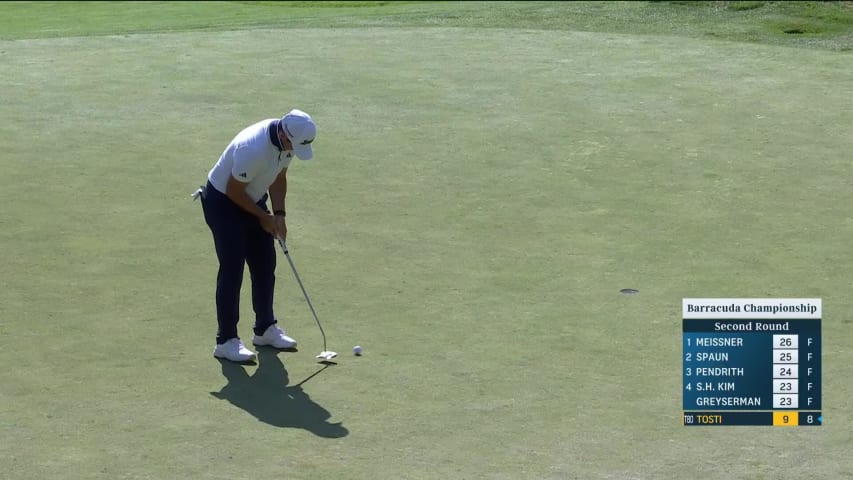 Alejandro Tosti makes birdie on No. 18 at Barracuda