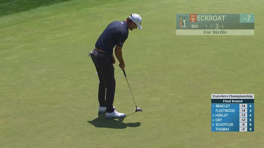 Austin Eckroat makes birdie on No. 9 at Travelers