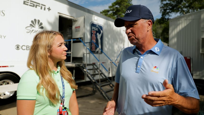 Jim ‘Bones’ Mackay walks with Scottie Scheffler at TOUR Championship