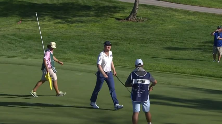 Pontus Nyholm makes solid putt for birdie at Utah Championship