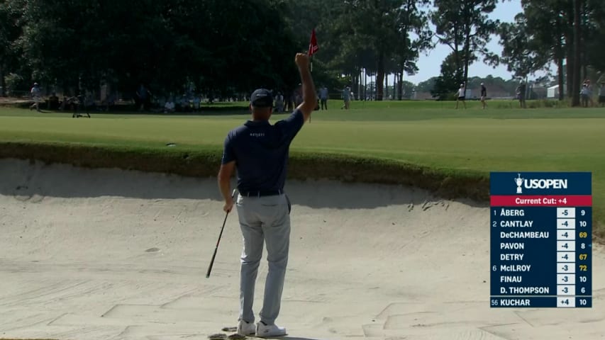 Matt Kuchar holes out from greenside bunker for birdie at the U.S. Open