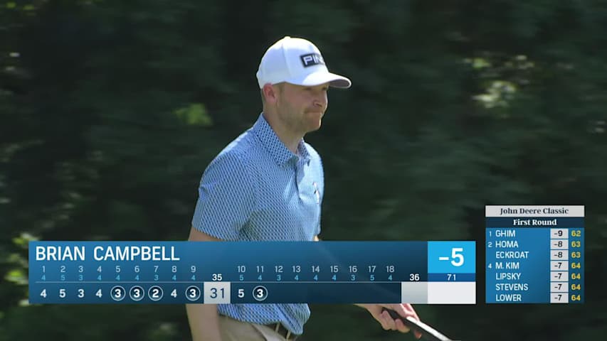 Brian Campbell sinks a 22-foot birdie putt on No. 11 at John Deere