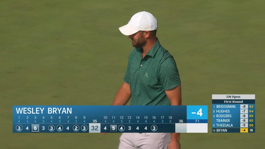 Wesley Bryan sends in a 13-foot putt for birdie at 3M Open