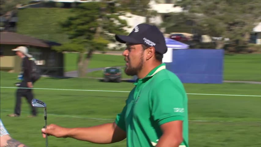 Michael Herrea dials in approach to yield birdie at APGA Farmers