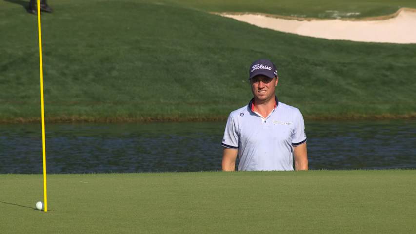 Justin Thomas holes flop shot for third consecutive birdie at PGA Championship
