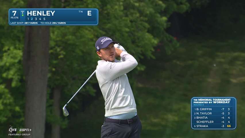 Russell Henley reaches in two to set up birdie at the Memorial