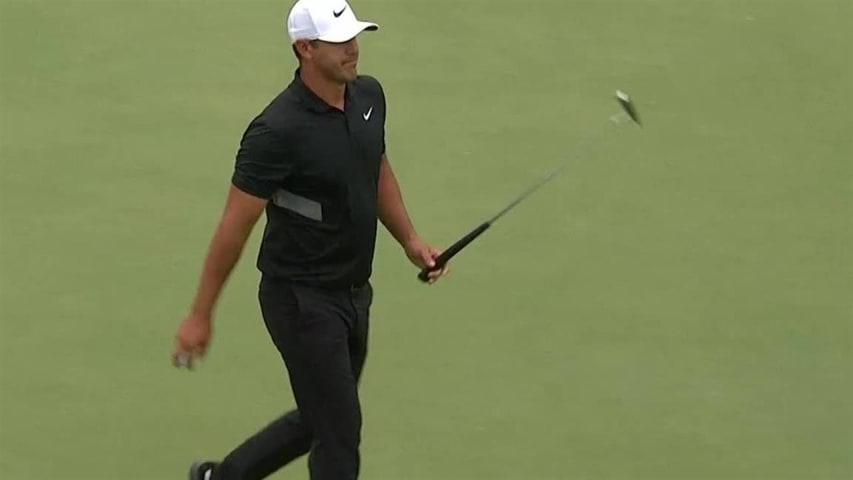 Brooks Koepka sticks approach from bunker at TOUR Championship 