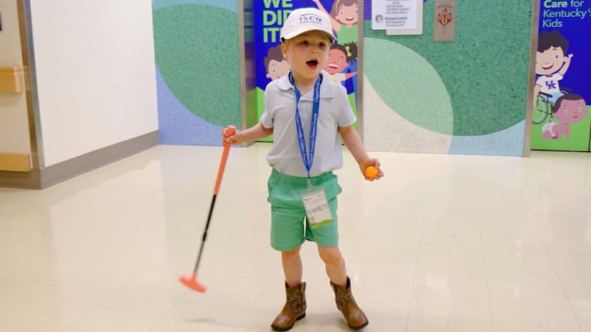 Five year old has memorable day putting with pros at UK Children’s Hospital