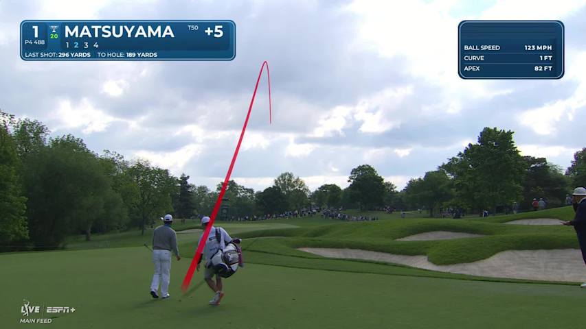 Hideki Matsuyama sinks a 28-foot birdie putt on No. 1 at the Memorial