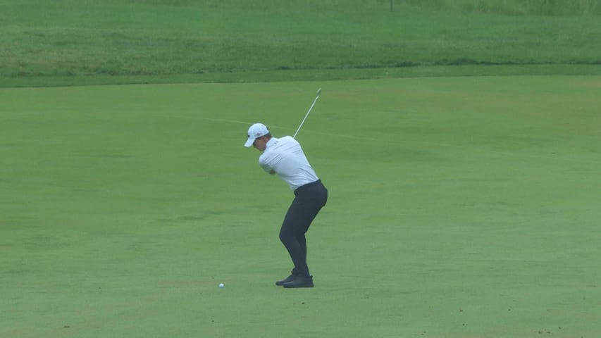 Maverick McNealy throws a dart to set up birdie at RBC Canadian