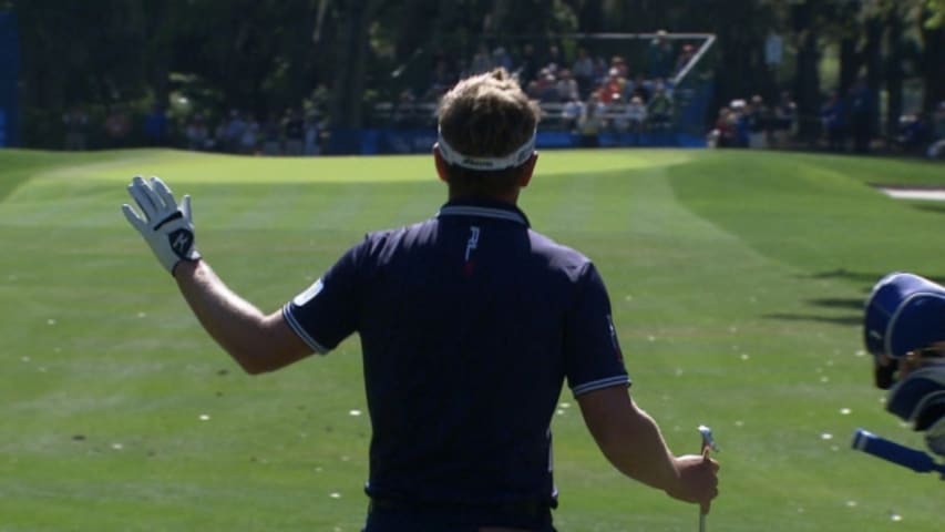 Luke Donald strikes a marvelous approach shot at RBC Heritage