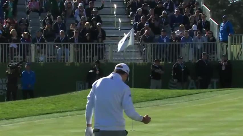 Nick Taylor chips in for birdie at AT&T Pebble Beach