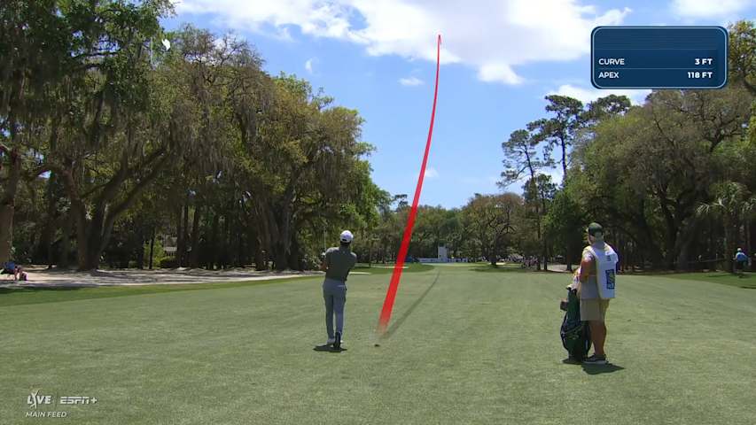Min Woo Lee's approach goes right at flag to set up birdie at RBC Heritage