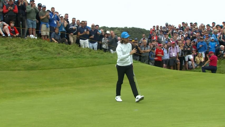 Tommy Fleetwood's birdie putt on No. 10 at The Open