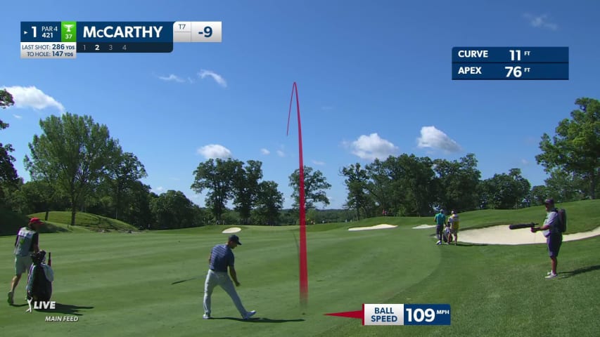 Denny McCarthy sinks a 34-foot birdie putt on No. 1 at John Deere