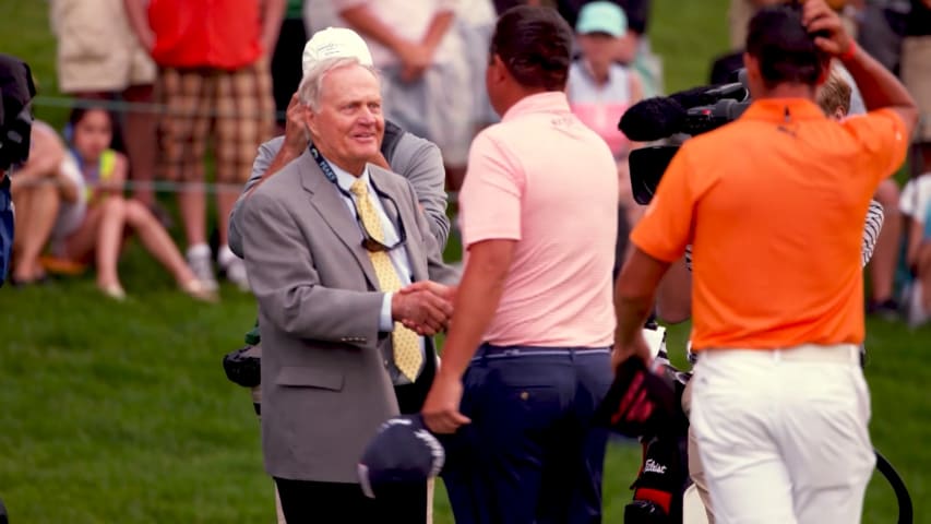 Jack Nicklaus’ traditional winners’ handshakes at the Memorial