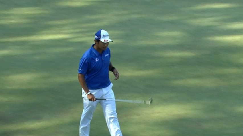 Hideki Matsuyama chips in for birdie at Deutsche Bank