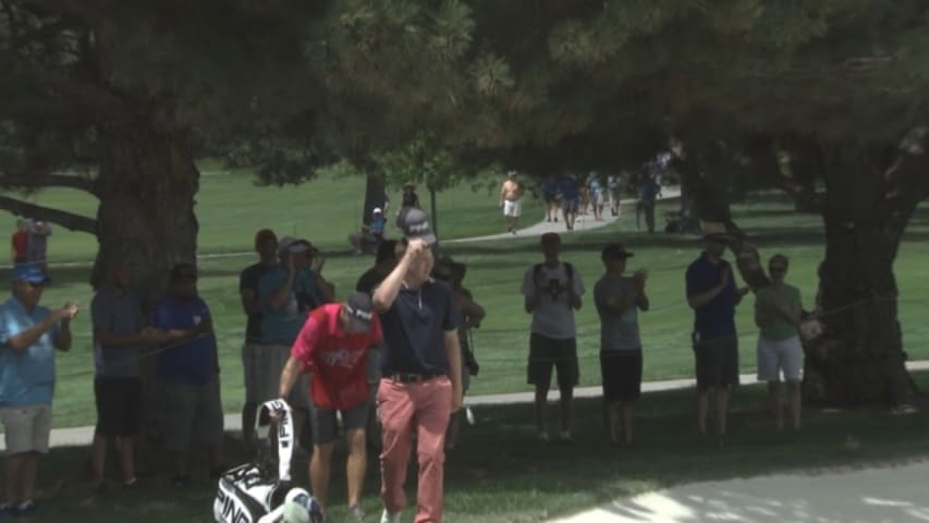 Martin Piller’s splendid bunker hole out for eagle at the Albertsons Boise Open