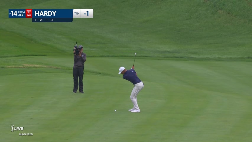 Nick Hardy makes birdie on No. 14 at John Deere