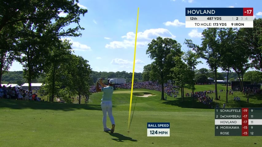 Viktor Hovland sticks approach to set up birdie at PGA Championship