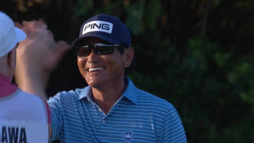 Ken Tanigawa holes eagle putt from the fringe at the Chubb Classic