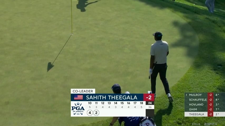 Sahith Theegala holes out for birdie at PGA Championship