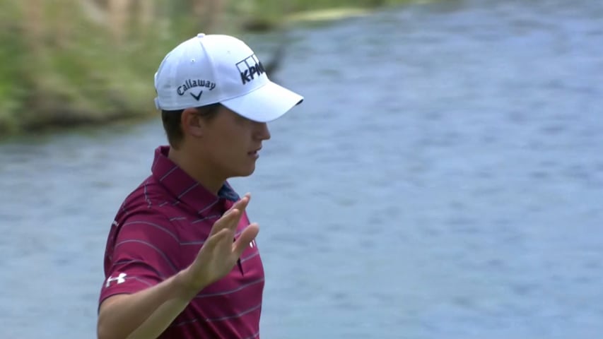 Maverick McNealy's difficult birdie on No. 15 at United Leasing