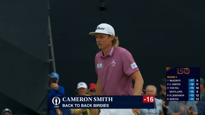 Cameron Smith rolls in birdie putt at The Open