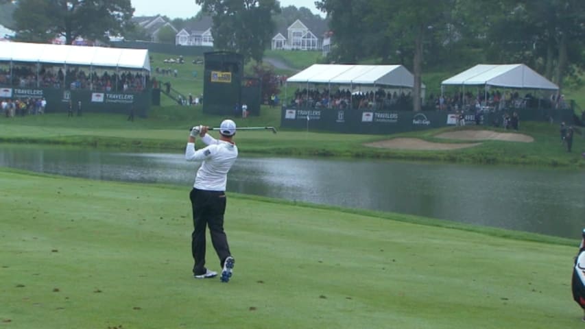 Graham DeLaet dials in a beautiful approach on the 71st hole at Travelers