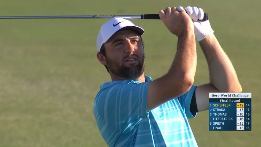 Scottie Scheffler dials in approach to set up birdie at Hero World Challenge