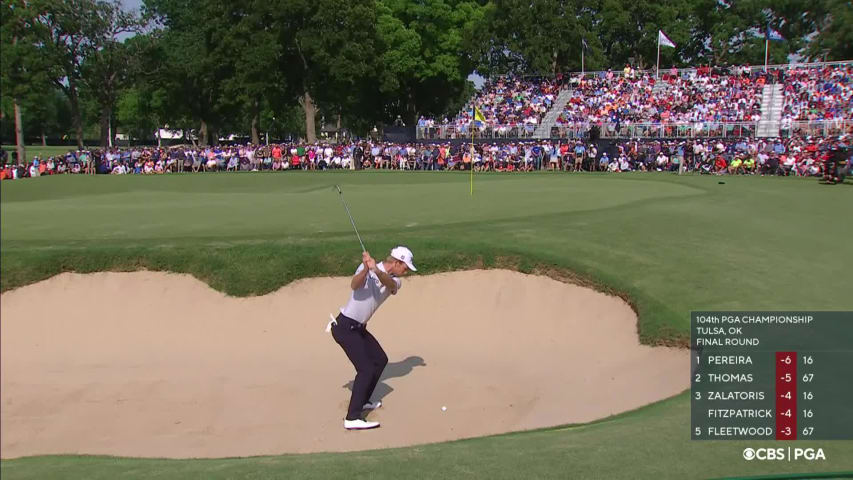 Will Zalatoris gets up and down for birdie from bunker at PGA Championship