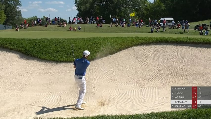 Alex Smalley escapes greenside bunker to yield birdie at John Deere