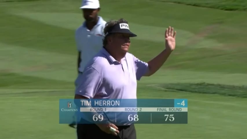 Tim Herron finishes with birdie on No. 18 at Boeing Classic