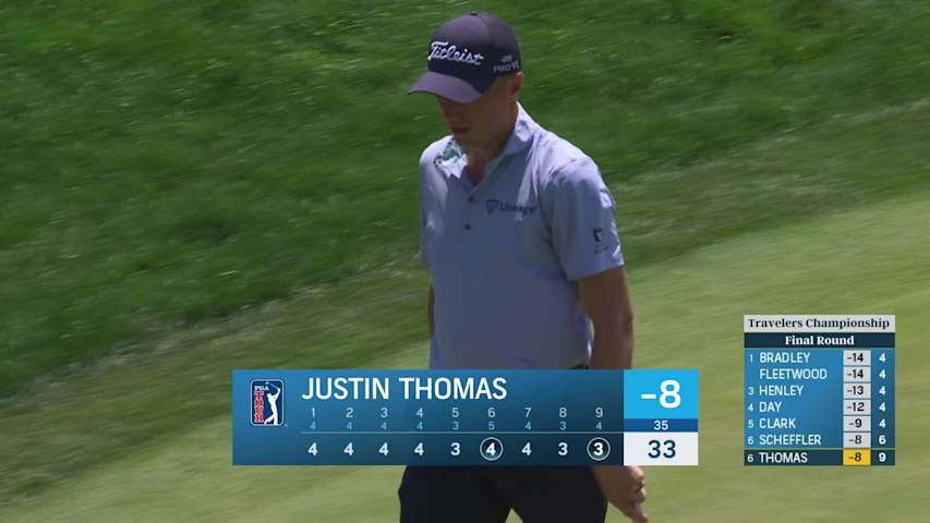 Justin Thomas makes birdie on No. 9 at Travelers