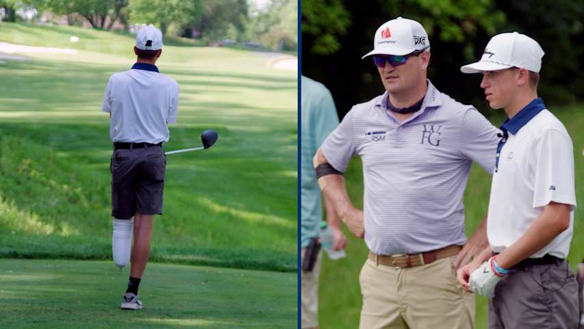 Iowa high school amputee golfer tees it up at John Deere pro-am